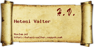Hetesi Valter névjegykártya